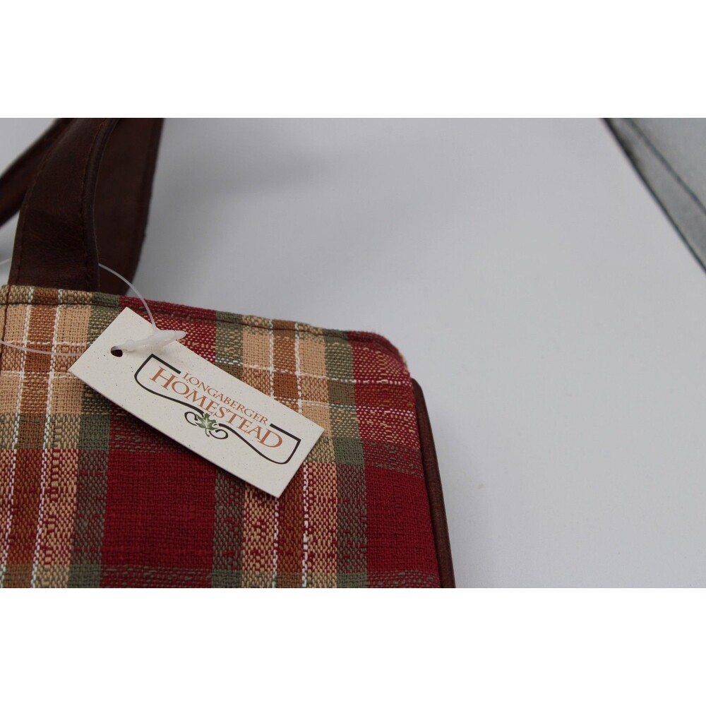 Homestead Longaberger Small Tote  Bag Plaid  Red Tan & Green Front Flap NOS - Picture 4 of 8